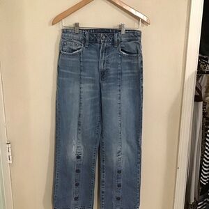 Lucky brand high rise  factory distressed wide leg jean size 4/27